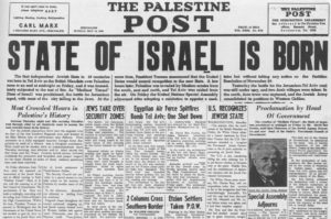 State of Israel is Born newspaper headline from 1948